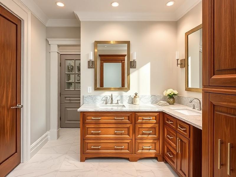 Custom Bathroom Vanity by Precision Custom Woodwork & Remodeling - Bathroom Remodeling project featuring Custom Tile, Walk-in Shower, Double Vanity in Maryland and Northern Virginia